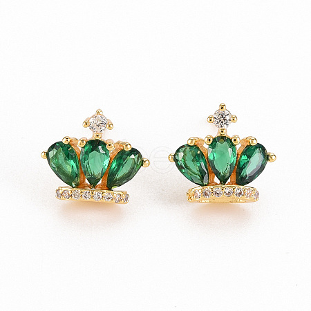 Brass Micro Pave Cubic Zirconia Stud Earrings KK-S356-251-NF-1