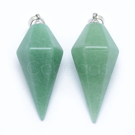 Natural Green Aventurine Pointed Pendants X-KK-E757-F-02P-1