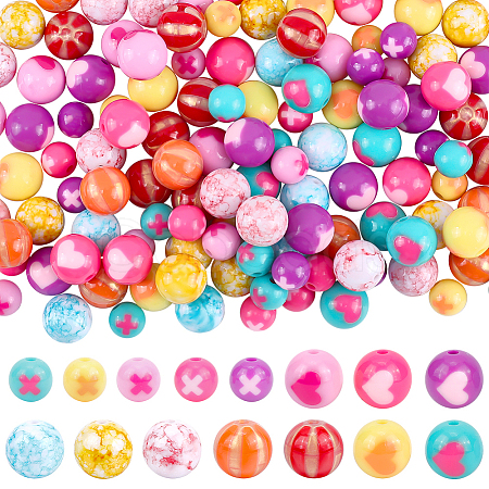 150Pcs 15 Style Opaque Acrylic Beads Sets SACR-PH0002-14-1