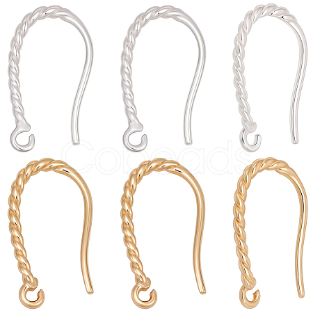 40Pcs 2 Colors Brass Ear Wire KK-BBC0024-15-1