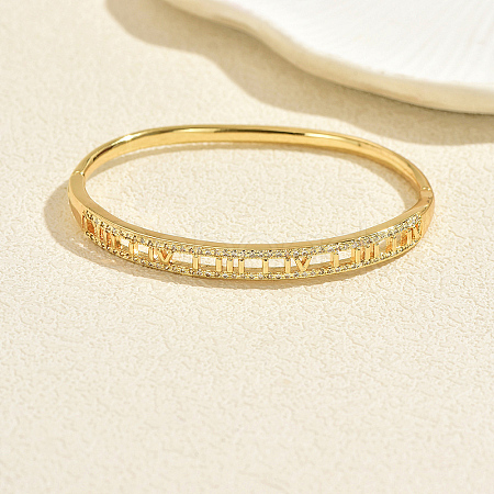 Brass Micro Pave Clear Cubic Zirconia Hinged Cuff Bangles for Women VP3297-3-1