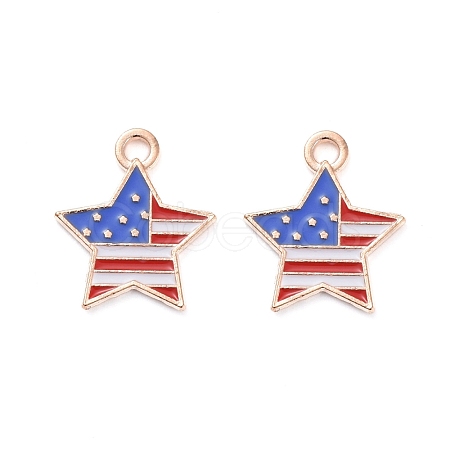 50Pcs Independence Day Light Gold Plated Alloy Enamel Pendants ENAM-LS0001-08LG-1