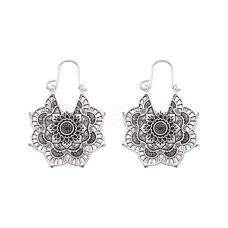 Bohemian Retro Style Alloy Dangle Hoop Earrings X1-EJEW-TAC0003-01AS-1