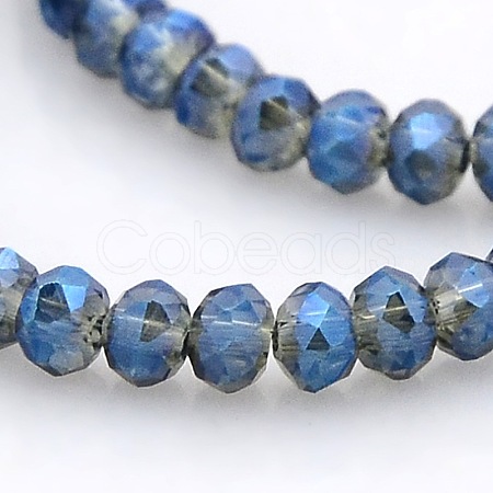 Full Rainbow Plated Faceted Rondelle  Glass Beads Strands GLAA-A024B-FR03-1