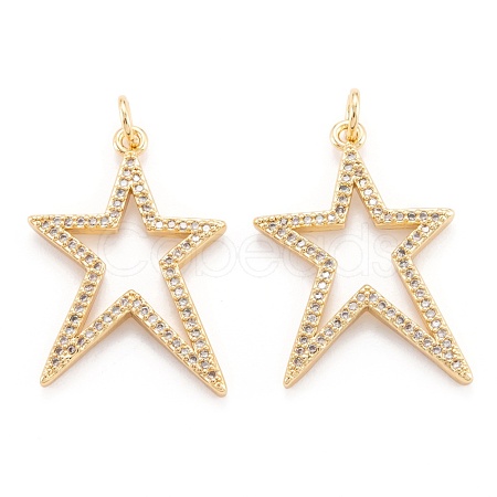 Brass Micro Pave Clear Cubic Zirconia Beads Pendants ZIRC-M114-26G-1