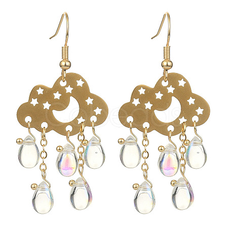 Transparent Glass Dangle Earrings EJEW-TA00259-02-1