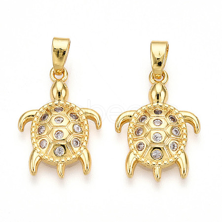 Brass Micro Pave Cubic Zirconia Pendants KK-N257-06G-1