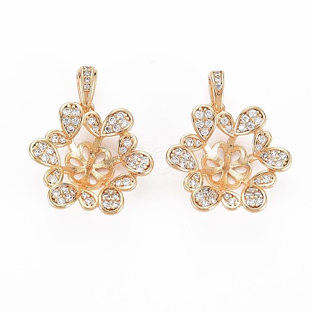 Brass Micro Pave Clear Cubic Zirconia Peg Bails Pendants KK-S364-089-1