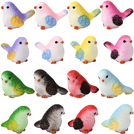 24Pcs 8 Colors Resin Birds Figurine Display Decorations DJEW-SP0001-16-1