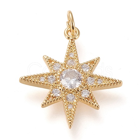 Brass Micro Pave Clear Cubic Zirconia Pendants ZIRC-L098-014G-1