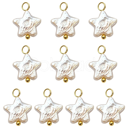 10Pcs Natural Nucleated Baroque Keshi Pearl Pendants PALLOY-YW00106-1