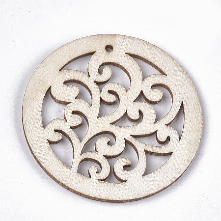 Undyed Wood Big Pendants X-WOOD-T016-08C-1