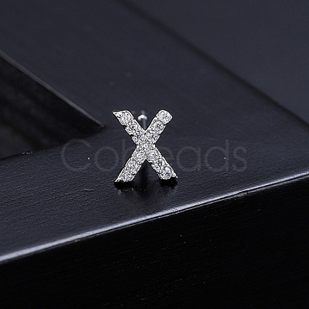 Platinum Brass Micro Pave Cubic Zirconia Stud Earrings XI6969-24-1