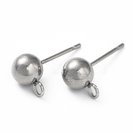Non-Tarnish 304 Stainless Steel Ball Post Stud Earring Findings STAS-Z035-02P-F-1