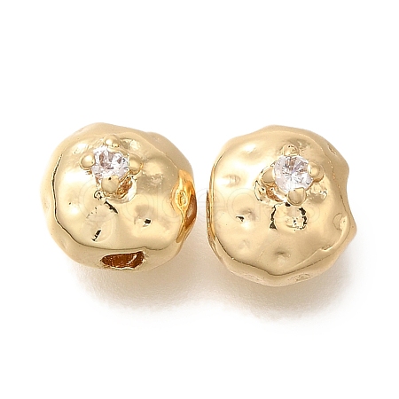 Brass Micro Pave Cubic Zirconia Beads KK-Q001-21G-1