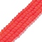 Transparent Glass Beads Strands, Faceted, Frosted, Rondelle, Tomato, 4mm, Hole: 1mm, about 113~115pcs/strand, 41~42cm