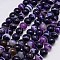 Natural Striped Agate/Banded Agate Beads Strands, Dyed, Round, Indigo, 10mm, Hole: 1.2mm, about 38pcs/strand, 15.75 inch