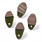 Opaque Resin & Walnut Wood Stud Earring Findings, with 304 Stainless Steel Pin, Oval, Olive, 16x9mm, Hole: 1.8mm, Pin: 0.7mm