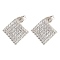 Brass Micro Pave Clear Cubic Zirconia Rhombus Stud Earrings for Women, Platinum, 13x13mm