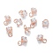 Brass Clear Cubic Zirconia Charms, Long-Lasting Plated, Diamond, Rose Gold, 9.5x6.5x6.5mm, Hole: 3mm