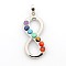 Vintage Chakra Jewelry Brass Mixed Stone Pendants, Eight, Platinum, 44x18x5mm, Hole: 5x8mm