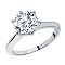 925 Sterling Silver with Cubic Zirconia Six-Claw Rings, Silver, Inner Diameter: 16mm