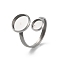 Non-Tarnish 304 Stainless Steel Open Cuff Ring Findings, Pad Ring Setting, Flat Round, Stainless Steel Color, Inner Diameter: 17mm, Tray: 10mm & 6mm