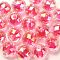 Two Tone UV Plating Rainbow Iridescent Acrylic Beads, Faceted, Round, Deep Pink, 15x15.5mm, Hole: 3.8mm