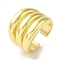 Rack Plating Brass Cuff Rings, Long-Lasting Plated, Lead Free & Cadmium Free, Real 18K Gold Plated, Adjustable