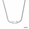 Stainless Steel Rhinestone Rectangle Pendant Necklaces, Stainless Steel Color, Crystal, 15.94 inch(40.5cm)