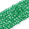 Glass Beads Strands, Faceted, Rondelle, Sea Green, 10x8mm, Hole: 1mm, about 63~65pcs/strand, 49~50cm