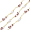 Brass Glass Bead Link Chains with ABS Imitation Pearl Beads, Unwelded, with Spool, Golden, Indian Red, 19.5~24.5x4.5~6x4~6mm