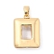 Rack Plating Brass Pendants, Rectangle Shaped Glass Charms, Long-Lasting Plated, Cadmium Free & Lead Free, Real 18K Gold Plated, Clear, 21x16x6mm, Hole: 3x5.5mm