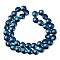 Electroplated Natural Lava Rock Beads Strands, Flat Round, Blue Plated, 10x4.5mm, Hole: 1.2mm, about 40~41pcs/strand, 15.43''~15.75''(39.2~40cm)