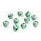 Spray Painted Natural Wood Beads, Round with Flower Pettern, Green, 15.5mm, Hole: 3~5mm