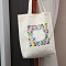 DIY Flower Frame Pattern Tote Bag Embroidery Kit, including Embroidery Needles & Thread, Cotton Fabric, Plastic Embroidery Hoop, White, 390x340mm