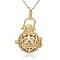 Golden Tone Brass Hollow Round Cage Pendants, with No Hole Spray Painted Brass Round Beads, Silver, 33x24x21mm, Hole: 3x8mm