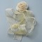 Cloth Rose Ribbon Chokers, Organza Flower Necklace for Women, Light Khaki, 39-3/8~46-1/2 inch(1000~1180mm)