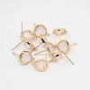 Real 18K Gold Plated Tone Brass Glass Stud Earring Findings GLAA-J023-06G-1