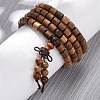 Wood Round Beads Wrap Bracelets BJEW-U041-02A-1