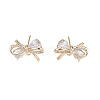 Brass Micro Pave Clear Cubic Zirconia Stud Earring Findings X-KK-T062-246G-1