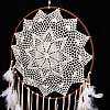 Handmade Round Cotton Woven Net/Web with Feather Wall Hanging Decoration HJEW-G015-02B-4