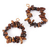 2Pcs Natural Tiger Eye Chip Beaded Pendants PALLOY-TAC0232-04-2
