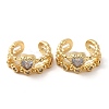 Rack Plating Brass Micro Pave Cubic Zirconia Heart Cuff Earrings EJEW-E290-06G-1