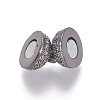 Brass Micro Pave Cubic Zirconia Magnetic Clasps with Loops ZIRC-G097-01-3