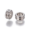 Non-Tarnish 201 Stainless Steel Grooved European Beads X-STAS-P239-03P-2