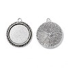 Tibetan Style Antique Silver Alloy Flat Round Pendant Cabochon Settings X-TIBEP-M022-34AS-2