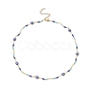 Brass Evil Eye & Glass Beaded Chain Necklace NJEW-JN04312-1