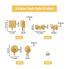 48Pcs 6 Style Half Round & Bowknot & Rectangle Alloy Stud Earring Findings FIND-DC0003-22-2