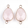 Natural Rose Quartz Links connectors G-S344-02N-2